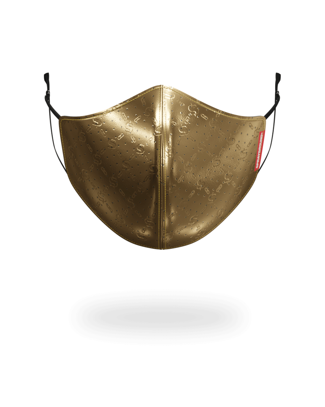 GOLD MONEY PATTERN VEGAN LEATHER FACE MASK